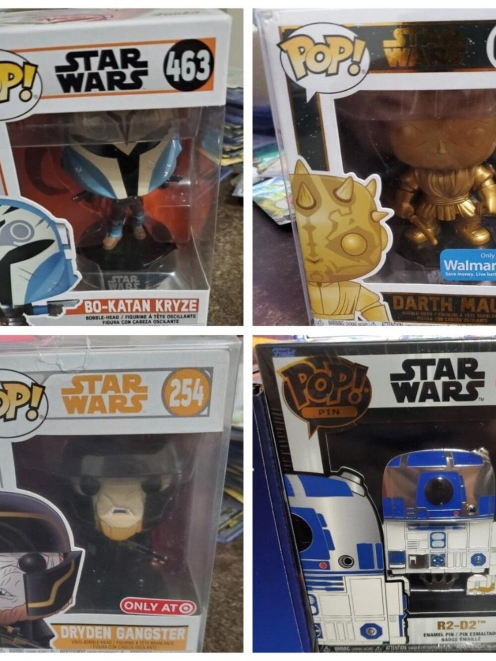 Star Wars Funko Pop! 3 Pops And 1 Funko Pin Bundle Lot Collection